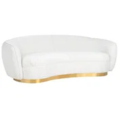 Casa Padrino luxury sofa white/gold 221 x 98 x H. 72 cm - Curved living room sofa - Living room furniture - Living room furnishings - Luxury furniture - Luxury furnishings - Furniture luxury