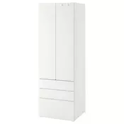 SMASTAD / PLATSA Garderober, bela bela/s 3 fioke, 60x57x181 cm