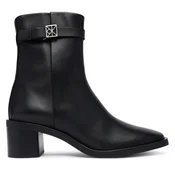 Škornji Calvin Klein Block Heel Ank Boot Lth Hdw HW0HW03171 Črna
