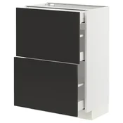 METOD / MAXIMERA Pod.ormaric i 2fronta/3fioke, bela/Nickebo boja antracita, mat, 60x37 cm