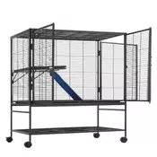 VEVOR Kletka za fretko 2-nadstropna premična za male živali 92x58x100 cm črna