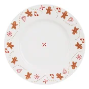 Northix Krožnik iz belega porcelana z očarljivim motivom medenjakov