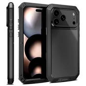 GS Ovitek za iPhone 17 Pro Max, oklepljen, z vgrajenim steklom, črn