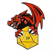 shumee Kovinski RPG DND pin - Zmaj s K20