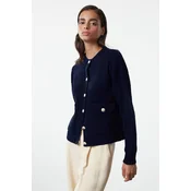Trendyol Navy Blue Crew Neck Knitwear Cardigan