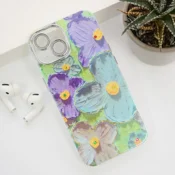 Maska Painting Flower za iPhone 15 plava