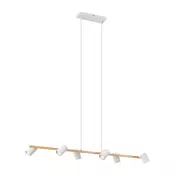 Moderna viseča svetilka z lesnim potiskom z belo barvo 6-Lights - Jeana Straight