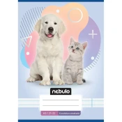 Nebulo: Zvezek z motivom psa in mačke za 4. razred, črtast, A/5, 21-32