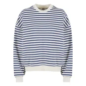 Womens Oversized Striped Sweatshirt - Cream/Vintage Blue