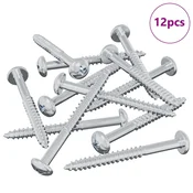 Vidaxl Lesen vijak 12 szt. srebrna 9,8 x 53 mm Jeklo