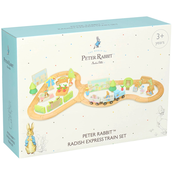 Drveni set za igru Orange Tree Toys Peter Rabbit - Vlak s tracnicama i figurama