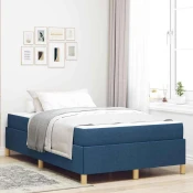 Vidaxl Postelja z vzmetnico z vzmetnico Modra 120 x 190 cm blago