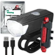 shumee 2x LED kolesarska luč spredaj in zadaj, polnilna USB kolesarska luč