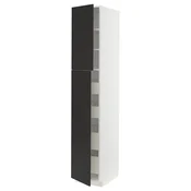 METOD/MAXIMERA Visoka omara z 2 vrati/4 predali, bela/Nickebo mat antracitna, 40x60x220 cm