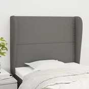 Vidaxl Vzglavje z ušesi temno sivo 103x23x118/128 cm blago