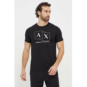Pamučna majica Armani Exchange za muškarce, boja: crna, s tiskom