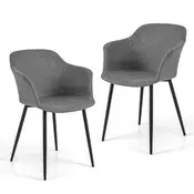 Northix Komplet 2 ergonomskih jedilnih stolov, sivi, platneni sedež, črne kovinske noge, 60 x 53 x 82,5 cm