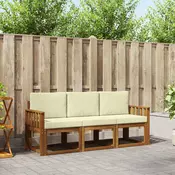Set vanjskih sofa s jastukom 3 pcs Prirodna i krem