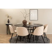 Venture Design Jedilna miza in stol komplet Copenhagen, miza 140x74 cm, stoli 57x76,5x50 cm, črno-bež