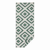 Zeleno-krem zunanja preproga Bougari Malta, 80x350 cm