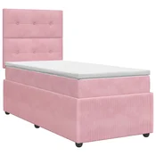 vidaXL Postelja boxspring z vzmetnico Roza 100 x 200 cm Žamet