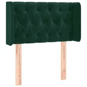 Vidaxl Vzglavje z ušesi temno zeleno 83x16x78/88 cm žamet