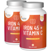 Essentials Železo 45 + Vitamin C, visok odmerek - vegansko, 240 kapsul