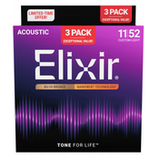 Elixir 16564 Nanoweb 11-52 3-Pack Strune za akustično kitaro
