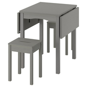 HAUGA / HAUGA Sto i 2 stolicice, siva/siva, 55x82x109/74 cm