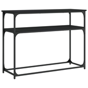 MAISON CHIC konzolna miza - miza ob steni črna 100x35,5x75 cm inženirski les, (21786661)