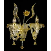 Casa Padrino luxury baroque double wall lamp amber 30 x 25 x H. 40 cm - Magnificent baroque style Murano glass wall lamp - Baroque lights - Luxury quality - Made in Italy