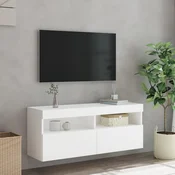 Zidni TV ormaric s LED svjetlima bijeli 100x30x40 cm