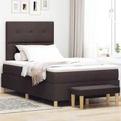 vidaXL vidaXL Postelja z vzmetnico in klopjo Temno rjava 120x200 cm Tkanina, (22049898)