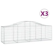 Vidaxl Obokana gabionska košara 3 kosi 200x50x60/80cm pocinkano železo