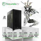 BaB racunalo PPC BlackOut R94090 (Ryzen 9 7900X, 64GB DDR5, 1TB NVMe, RTX 4090 24GB, 1200W, noRGB, WiFi) Win11P