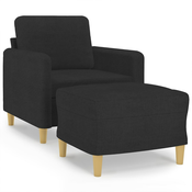 Fotelja s tabureom crna 60 cm od tkanine