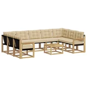 Set vanjskih sofa s jastukom 10 pcs Bijela i bež