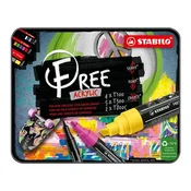 Akrilni marker STABILO FREE Acrylic 4xT100, 5xT300, 2xT800C, set 11 kosov.