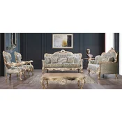 Casa Padrino luxury baroque living room set green/antique gold - 2 Baroque Sofas & 2 Baroque Armchairs & 1 Baroque Coffee Table - Luxury furniture in baroque style - Baroque furniture