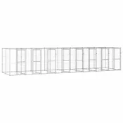 Vidaxl Zunanji pasji boks pocinkano jeklo 19,36 m2