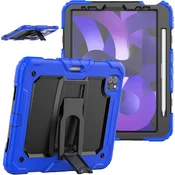Nikcorp Ovitek za iPad Air 5/4 in Pro 11, robusten etui s stojalom, držalom za pisalo in ramenskim pasom, moder