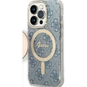 Guess Garnitura GUESS za IPHONE 14 Pro, združljiva z MagSafe GUBPP14LH4EACSB (paket / ohišje + polnilec / 4G) zlato modra
