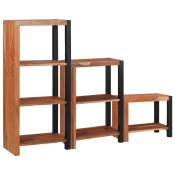 Polica 3 pcs Smeda 50 x 30 x 110 cm Cvrsto drvo akacije