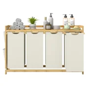 Songmics Košara za perilo 3 predelki 94x33x78 cm bela