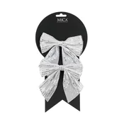 Novoletni dekor Pentlja, srebrna z bleščicami, 12x13cm, 2kosa