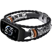 GS Usnjen pašček za Xiaomi Redmi Smart Band 2/Xiaomi Smart Mi Band 8 Active, črne barve
