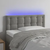 Vidaxl vidaXL Vzglavje postelje z LED svetlo sivo 90x5x78/88 cm žamet