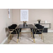 Venture Design Jedilna miza in komplet naslanjača 180x90x75 cm miza 61x79x58 cm stol črna