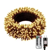 Girlanda luči 30m 300 LED topla bela, IP65, 8 načinov, časovnik, zeleni kabel, 33m skupna dolžina, božična zunanja notranja razsvetljava, nizka poraba energije, dolga življenjska doba
