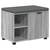 Vidaxl Haldna klop z blazino s polico Siva Sonoma 60 x 38 x 46 cm